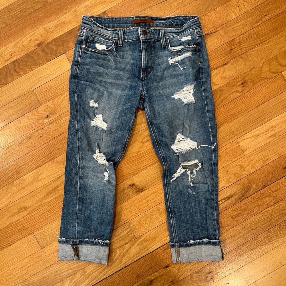 Joe's Jeans Classic Blue Cropped Distressed Denim Jeans 27